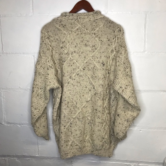 Acorn Size Medium Pure New Wool Fisherman Cable Knit Sweater Thistle - Picture 8 of 8